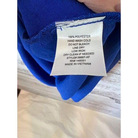 MONTEAU-SHORT SLEEVE RUFFLE DRESS ROYAL BLUE - Picture 6 of 10